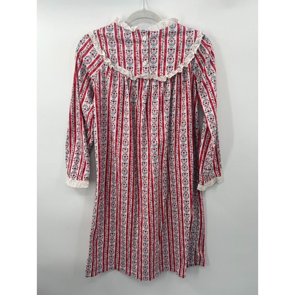 Lanz Of Salzburg Girls Nightgown Size L 10/12 Classic Red Heart Tyrolean Fleece - Picture 4 of 4